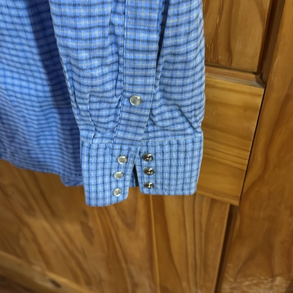 Vintage ELY Cattleman Men’s Blue Plaid Pearl Snap Cowboy Western Shirt - Picture 4 of 5
